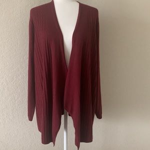 J Jill 100% cashmere drape front luxe burgundy cardigan size XL